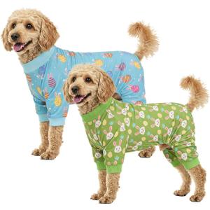 2-Pack Easter Dog Pajamas Pet Jumpsuits Puppy Pjs with Easter Egg Bunny Patterns Dog Rabbit Onesie Breathable Jammies Rabbit Costume Outfit Clothes for Small Medium Large Dogs L