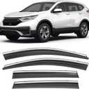 Shatterproof Taped-On Window Deflectors for Honda CR-V 2017-2022 with Chrome Trim, Rain Guards, Window Visors for Cars, Vent Deflector, 4pcs