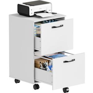 Sweetcrispy 2-Drawer File Cabinet, Small Rolling Filing Cabinet, White