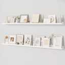 Dreamland Picture Ledge Shelf for Wall, Floating Shelves Set of 2,55 inch Long Floating Shelves with Lip for Living Room,Bedroom,Bathroom,Kitchen,White