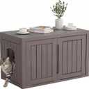 Cat Litter Box Enclosure, Hidden Enclosed Litter Box Furniture with Adjustable Partition, Multi-Functional Outdoor Cat House, Side Table, Easy to Clean, Dark Grey