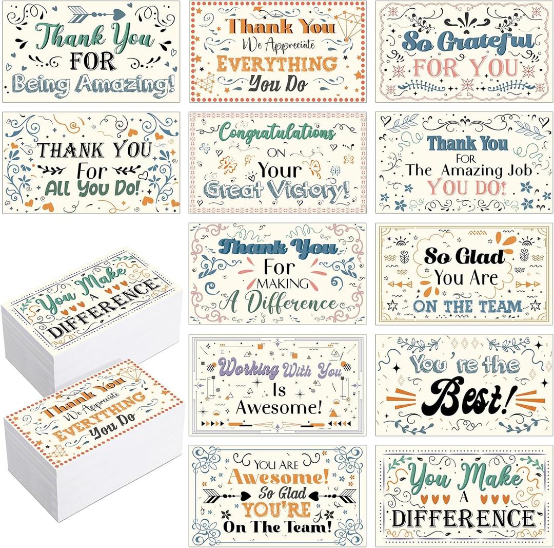 Yeaqee 240 Pcs Employee Appreciation Kudos Cards Funny Blank Back Motivational Card Encouragement Thank You Note Recognition Card for Teacher College Affirmation Gift(Drawing)