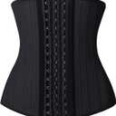 YIANNA Waist Trainer for Women Underbust 25 Steel Boned Latex Sport Girdle Corsets Cincher Hourglass Body Shaper (Black, XL)