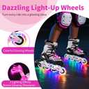 BELEEV Inline Skates with Light-Up Wheels & Shoelaces, 4-Size Adjustable Roller Blades for Kids, Boys & Girls Ages 5-8, 8-12, 6-12, Illuminating Skates for Youth & Women, Beginner Outdoor/Indoor Use