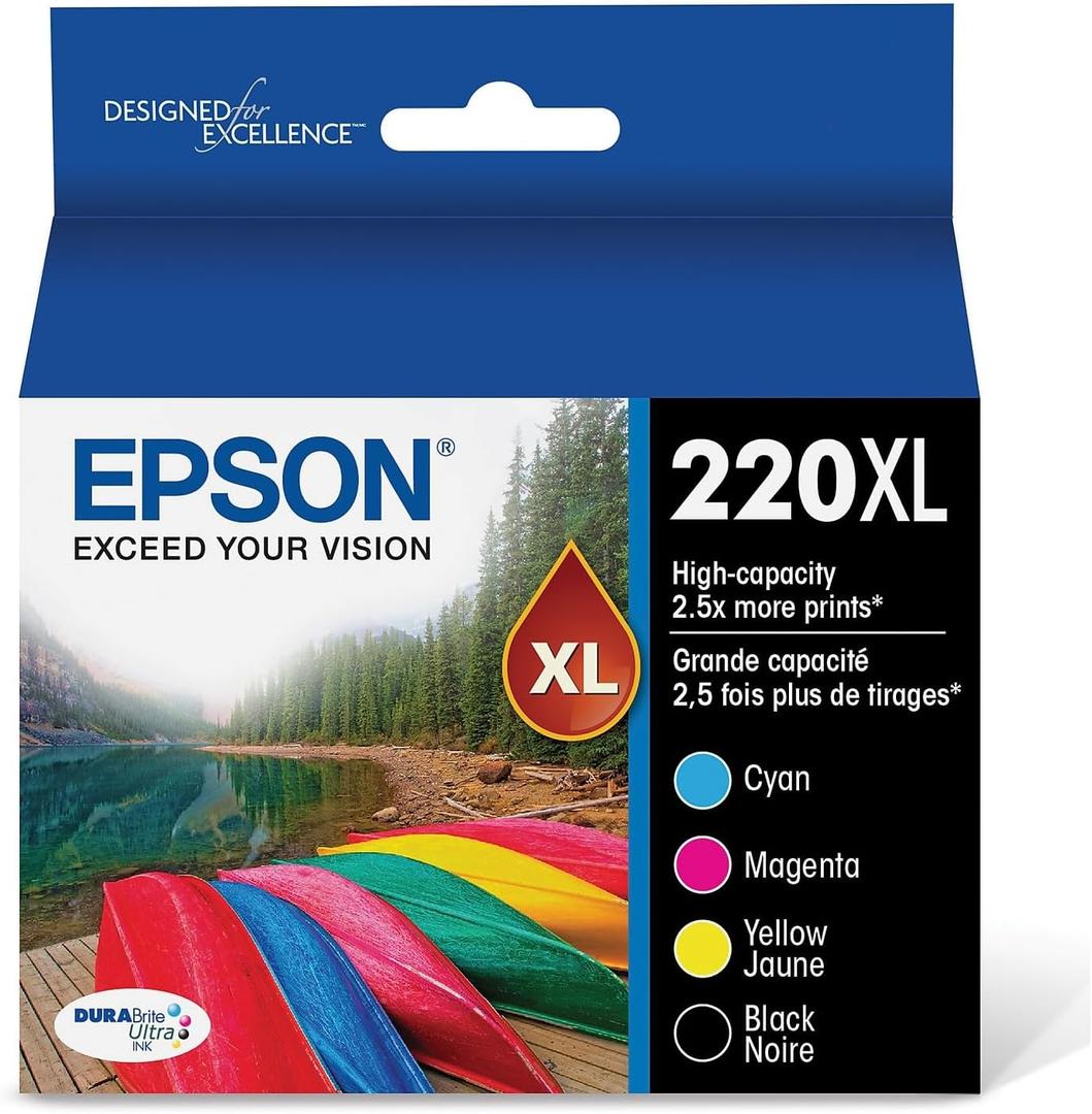 EPSON 220 DURABrite Ultra Ink High Capacity Black Cartridge (T220XL120-S) Works with WorkForce WF-2630,2650, 2660, 2750, 2760 and Expression XP-320,420, 424