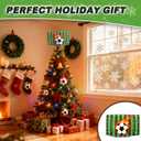 2 x Christmas Soccer Tree Topper,9.8 * 6.2inch Soccer Indoor and Outdoor Christmas Decoration, Large Christmas Tree Topper,Santa Hat Tree Topper Festive Sports Halloween Family Birthday Party Decorations