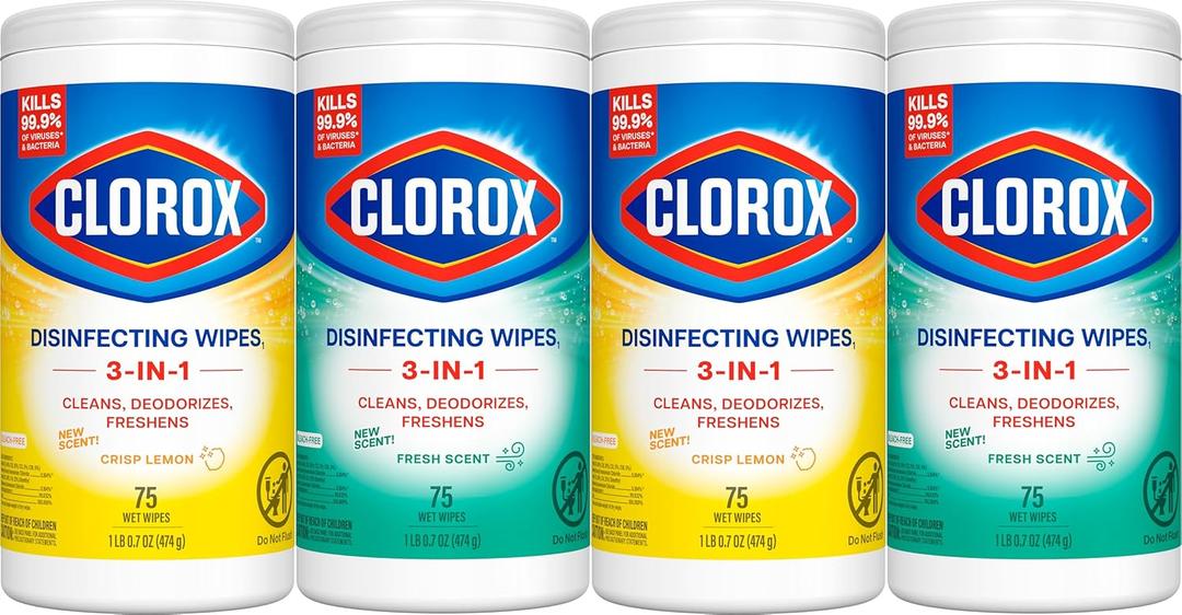 Clorox Disinfecting Cleaning Wipes Variety Pack, 75 Count Each, Pack of 4