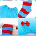 4PCS Blue Tulle Tutus Costume Set Mesh Tutus Skirt Puffy Headband Bow Socks Arm Gloves for Women World Book Day Halloween Cosplay Party Dress-Up Festival Costume Accessories Outfit