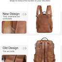 FADEON Leather Laptop Backpack for Women Designer 15.6 inch PU Laptop Bag, Ladies Travel Computer Work Backpack Black