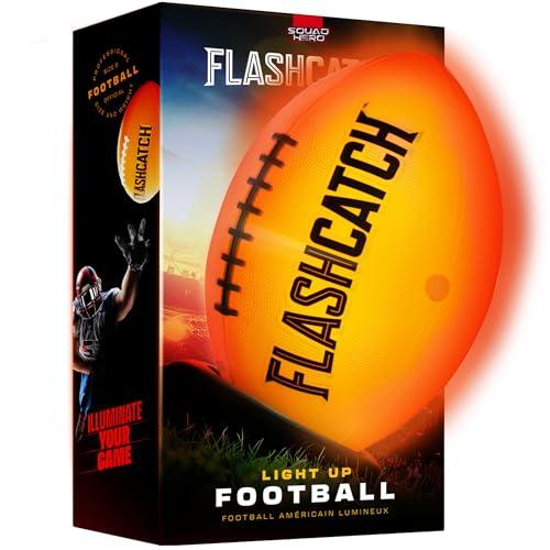 FlashCatch Light Up Football - Glow in The Dark Ball - NO 6 - Boys Gifts - Outdoor Sports, Birthday Gifts for Boys 8-15+ Year Old - Kids Teenage Youth Gift Ideas - Boy Toys Ages 8 9 10 11 12 13 14 15