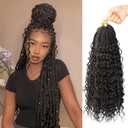 Goddess Box Braids Crochet Hair With Curly Ends 14 Inch Bohomian Box Braids Crochet Braids 8 Packs 3X Crochet Braids Synthetic Braiding Hair Extension for Black Women(14 Inch (Pack of 8), #4)
