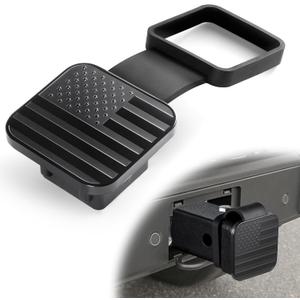 UYYE 2 Inch Rubber Trailer Hitch Cover, American Flag Rubber Tow Tube Cover Plug Cap, Car Exterior Accessories Fits for Most Vehicles Hitch Receivers, Hitch Cover Tube Plug Cap (Black)