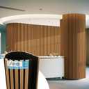 Art3d Acoustic Wood Slat Wall Panel with Roll-Flat Design - 95.3 x 23.8 Inch Sound Absorbing Panels for Living Room Columns Corridor Curved Wall Decor, 1-Pack Teak