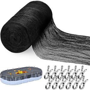Adnee 33X18 Ft Oval Swimming Pool Leaf Net Cover,Pool Mesh Net Cover with 12 Pcs Metal Clips,Pool Safety Net Blanket Suitable for 15x30 Ft Pool to Proventing Leaves