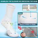Hylaea Compression Running Socks for Men, Coolmax Anti-Blister Cushion Crew Socks for Athletic Basketball Tennis, Moisture Wicking & Seamless, Elite White Large