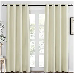 NICETOWN Blackout Living Room Curtain 84 inches Long - Thermal Insulated Grommet Room Darkening Window Treatment Sound Dampening Drape for Bedroom (Beige, W52 x L84, 1 Panel)