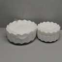 LIYH 50 Pcs White Scalloped Plastic Plates Reusable - Unbreakable Plastic Plates for Weddings Party Outdoor Picnics Dishwasher Safe BPA Free(25Guests)
