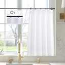 LIMON HOME White Linen Kitchen Curtains 30 inch Length Pinch Pleat Cafe Curtains 1 Panels