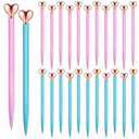 Thenshop 24 Pcs Heart Shaped Pens Retractable Metal Cute Pens 1.0 mm Black Ink Ballpoint Decorative Engagement Gifts for Women Wedding Bridal Shower Sleepover Party(Pink, Blue)