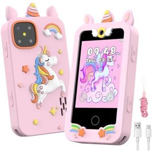 Kids Smart Phone for Girls, Christmas Birthday Gifts for Girls Age 3-10 Mini Toddler Cell Phone for Kids, Toddler Girl Learning Toy Phone with Dual Camera, Game, Music Player