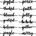 12 Pieces Christmas Word Wood Cutout Joyful Merry Thankful Grateful Blessed Peace Gather Word Sign Christmas Plate Cutout Rustic Merry Signs for Home Table Plate Decoration (Classic Style, Black)