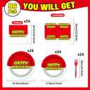 Cartoon Ball Party Tableware Set for Birthday - Cartoon Animation Themed Party Tableware, Plates and Napkins Decorations, 96pcs Video Games Themed Party Supplies for Boys Girls Baby Showers Picnics