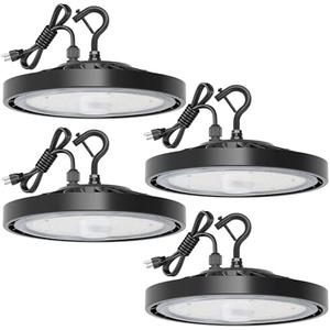 Eilpass 4 Pack LED Shop Lights 150W 24,000LM 5000K Super Bright High Bay Shop Lights with US Cable Plug in for Garage Workshop Warehouse Factory Barn