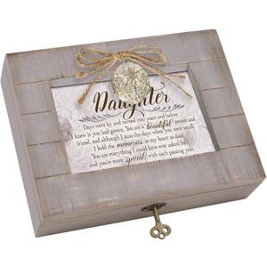 Cottage Garden Daughter Days Turned Into Years Grey Distressed Locket Music Box Plays Edelweiss
