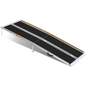 7 Feet Wheelchair Ramp, Non-Slip Aluminum Folded Handicap Ramp with Support Legs, Safer Door Threshold Wheelchair Ramps for Home, Wheel Chair Ramp for Home Steps, Stairs, Entry, Doorways