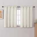 Chyhomenyc Natural Kitchen Curtains 45 Inch Length 2 Panels, Light Filtering Faux Linen Slub Textured Short Curtains, Neutral Soft Airy Window Treatment Curtain for Living Room Bedroom, 30Wx45L Inch