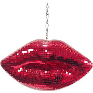 Hanging Disco Red Mirrored Lips, 9" L x 3.14'' W x 5.1''H, Cute Reflective Mirrored Lips Kiss Art Decor for Christmas Holiday, Weddings,Parties, Home,Office, Sparkly Handmade Gift, Red