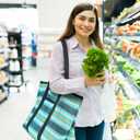 Beach Tote Bag for Women, Lightweight Foldable Waterproof Mesh Pool Bag (Tropical Striped)