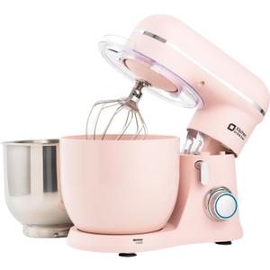Kitchen in the Box Stand Mixer, 3.5QT Two Bowls Small Kitchen Electric Mixer, 10-Speed Portable Lightweight Matte Finish with Egg Whisk, Dough Hook, Beater (Rose Pink, 3.5QT)