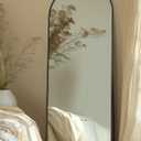 Antok Full Length Mirror, 58"x17" Floor Mirror with Stand, Hanging Mounted Mirrors for Bedroom, Living Room, Cloakroom, Dining Room, Black, Arch