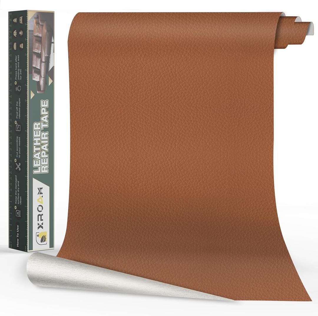 Leather Repair Tape, 16x79 inch Leather Patches for Furniture, Self Adhesive Leather Repair Patch for Sofas, Couches, Leather Covers, Seats, Chairs, Vinyl Repair Tape Light Brown