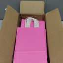 Oikss 50 Pack 5.25x3.25x8.25 Inch Small Hot Pink Kraft Paper Bags with Handles Bulk for Birthday Wedding Party Favors Grocery Retail Shopping Business Goody Craft Gift Bags Sacks (Fuchsia 50pcs Count)
