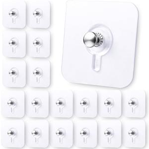 Adhesive Wall Hangers 35P, Transparent Picture Hangers Without Nails, Damage-Free Wall Clock Hanger for Bathroom, Kitchen, Home and Office, Single 11 lbs Load Max