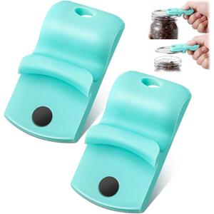 2 Pack Canning Jar Opener with Magnets, Mason Jar Opener For Canning Lids, for Regular and Wide Mouth Lids, Powerful Magnet for Easy Refrigerator Storage, Releases Vacuum Seal (Blue)