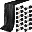 12 Pack Black Cheesecloth Table Runner - 35x120 Inch Boho Gauze for Birthday Party, Wedding Decoration, Baby Shower, Christmas Decor & Special Events