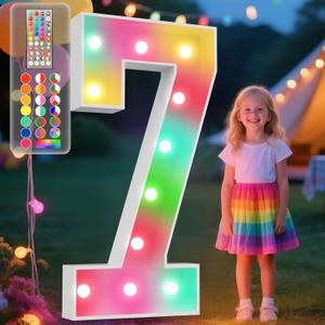 Ledido 4FT Marquee Light Up Numbers, 34 Colors Changing Marquee Numbers 4 Feet Tall with Remote, Big Numbers for Party Wedding Graduation Birthday Decoratoons, Large Light Up Number 7