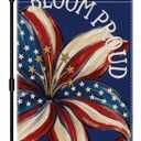 2 x 4th of July Garden Flag, 12x18 Inch Floral Patriotic American Flag for Outside, 250th Anniversary Weather Resistant Garden Flags, Red White Blue Bloom Proud Floral Design, Double Sided Fourth of July Decorations for Yard Lawn Patio Independence Day Outdoor Decor