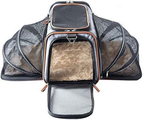 Premium Airline Approved Expandable Pet Carrier by Pet Peppy- Two Side Expansion, Designed for Cats, Dogs, Kittens,Puppies - Extra Spacious Soft Sided Carrier! Grey