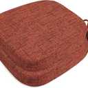 SINOSSO Thickened 2.5" Dining Chair Cushions, Soft Blended High Density Support Foam Kitchen Seat Cushions with Ties, U-Shaped Non-Slip Indoor Chair Pads, 16.5" x 16", 2 PCS, Red