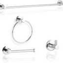 Xin Wei Chrome Towel Bar Set - 4-Piece Bathroom Hardware Kit (Towel Holder, Ring, Hook, Tissue Holder) - 24" Wall-Mounted with Zinc Alloy Base & Stainless Steel Rod - Easy Installation Included