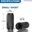 GAsupply 1/2x20 Black Lug Nuts 20pcs - 1/2-20 Long Closed End Bulge Acorn Lug Nuts Cone Seat - 1.9" 48mm Tall 3/4" 19mm Hex