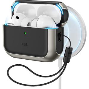 ESR for AirPods Pro 3 Case, Compatible with AirPods Pro Case 3rd Generation (2025), Compatible with MagSafe, Full Drop Protection Cover with Lanyard, Titanium