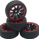 4Pack ShareGoo OD 2.55" 12mm Hex Wheel Rims & Rubber Tires Set Compatible with HSP Redcat HPI Tamiya 1/10 RC On-Road Touring Drift Car