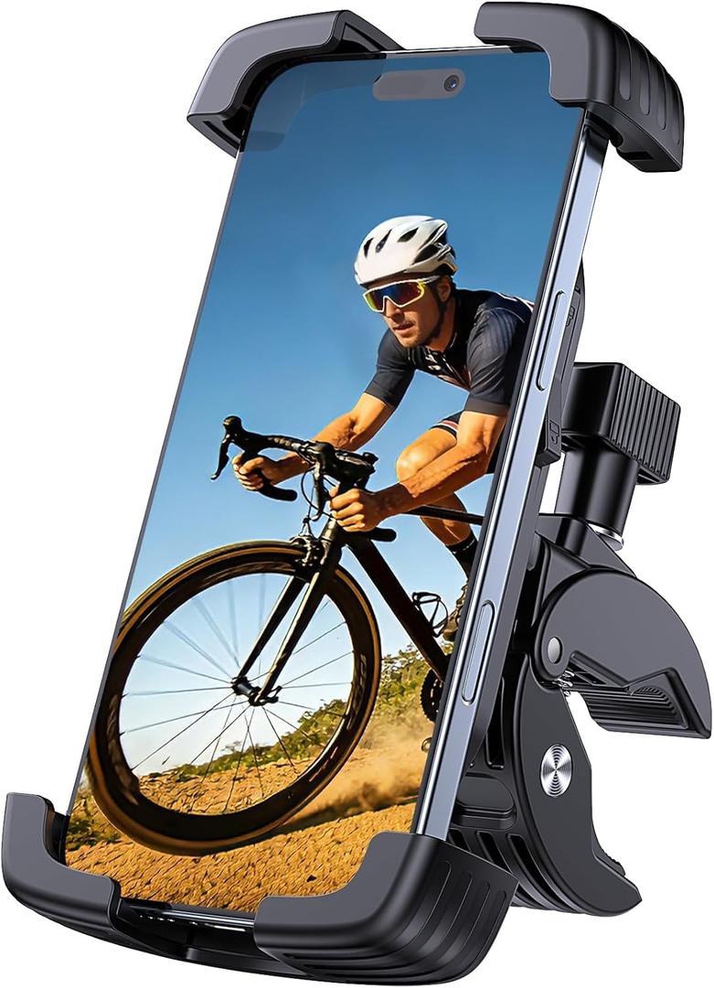 Bike Phone Holder Mount, Motorcycle Phone Mount, 360 Adjustable Phone Holde Mount for Bike and Motorcycle, Shockproof & Anti-Shake Design, Fits 4.77 Smartphones (Black)