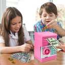 Piggy Bank, Toys for Girls Ages 5-7, 8-10, Electronic ATM Password Cash Coin Can Auto Scroll Paper Money Saving Box Toys for 6 7 8 9 10 11 12 Year Old Girl Christmas Birthday Gifts (Pink)