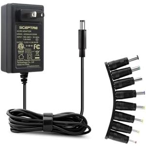 Kado Power Adapter 12V-3A 2.5A 2A 1.25A 1A AC/DC Power Cord 5.5x2.1mm with 8 Tips Made for Sceptre Monitor, Echo Smart Speaker & Display, Webcam, Router, Mini PC, Projector, CCTV, Bluetooth Speaker
